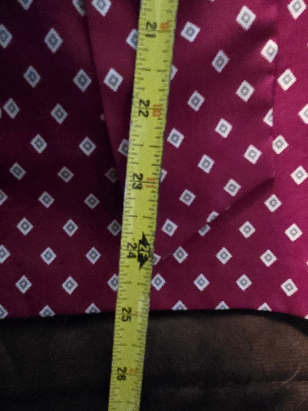 Vintage Russ Togs Diamond-Print Tie-Neck Blouse - Maroon - Picture 10 of 10